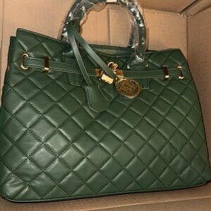 CRAZY WEEK SALE!!! Badgley Mischka Quilted Green Satchel